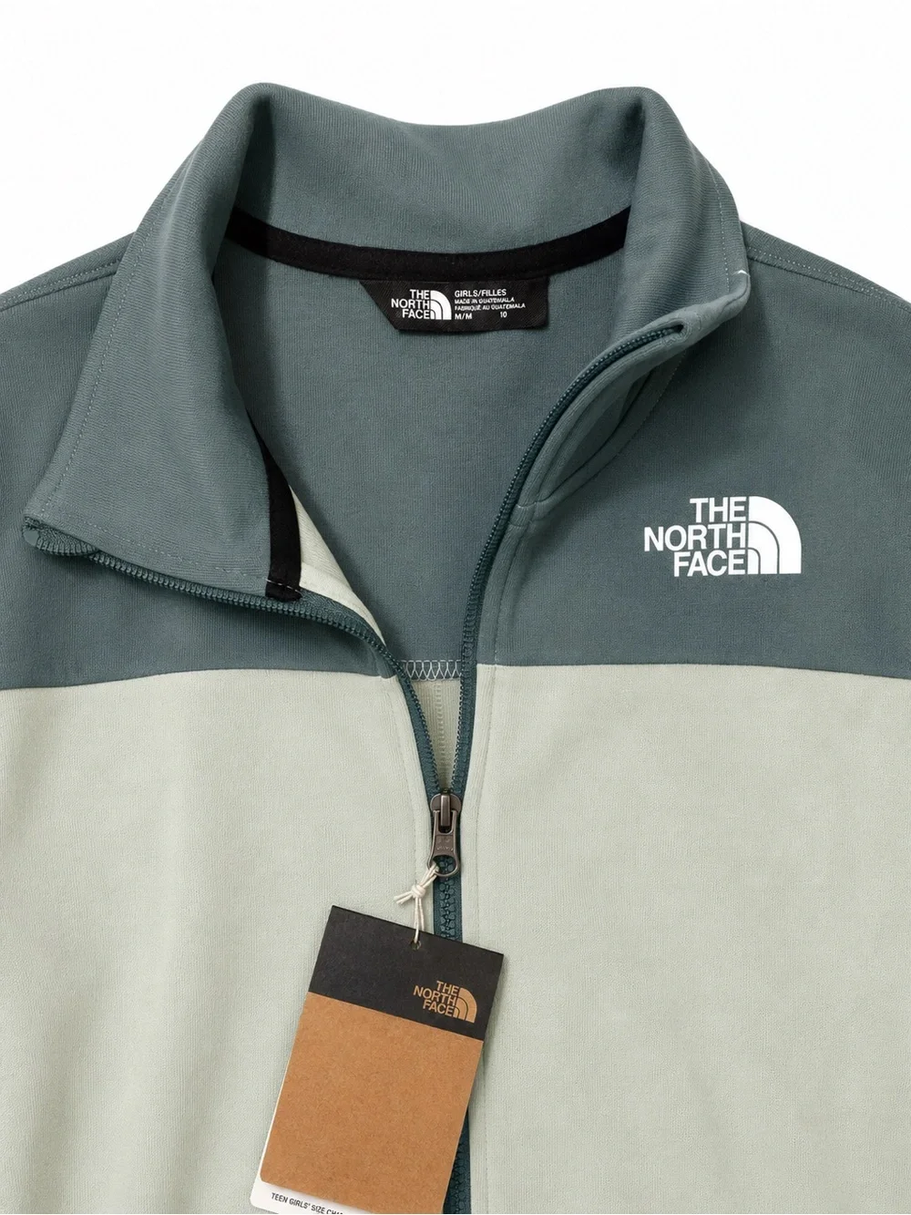 The North Face Men's Two-Tone Green Fleece Quarter-Zip Jacket